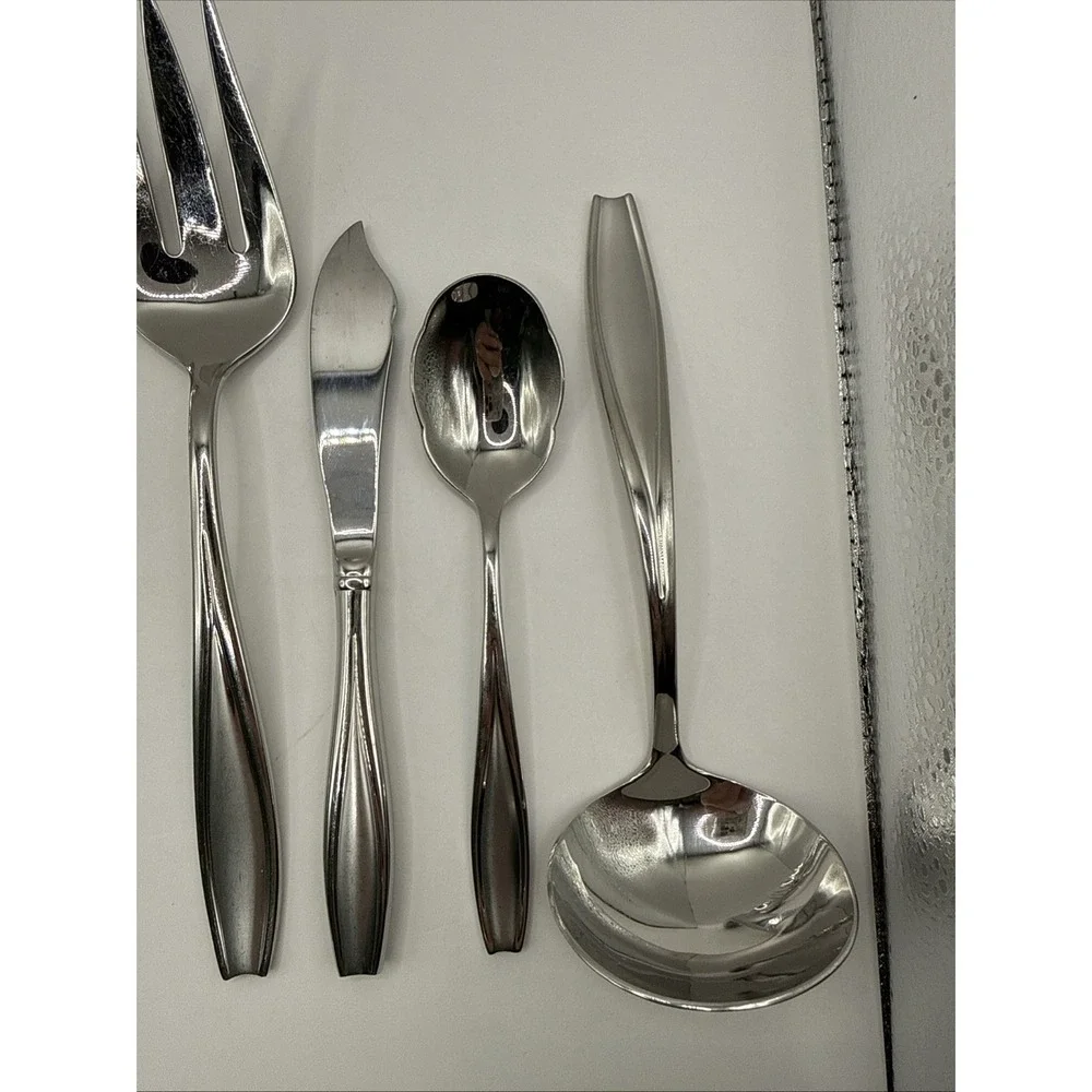 Gorham Tulip Frosted (7) Pc Serving Set Stainless‎ Korea